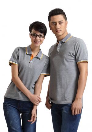 花灰色珠地純棉，男女款式，領袖撞色時尚款 1