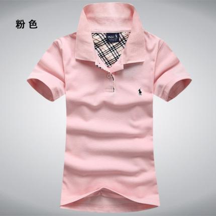 【定制】粉紅色女士POLO衫，時尚款式加工設計